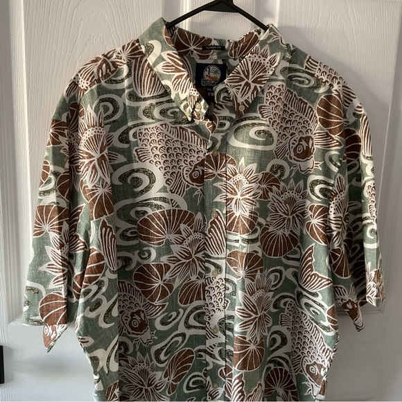 REYN SPOONER Green and Brown Floral Button Down HAWAIIAN SHIRT NEVER WORN 3X - Picture 2 of 11